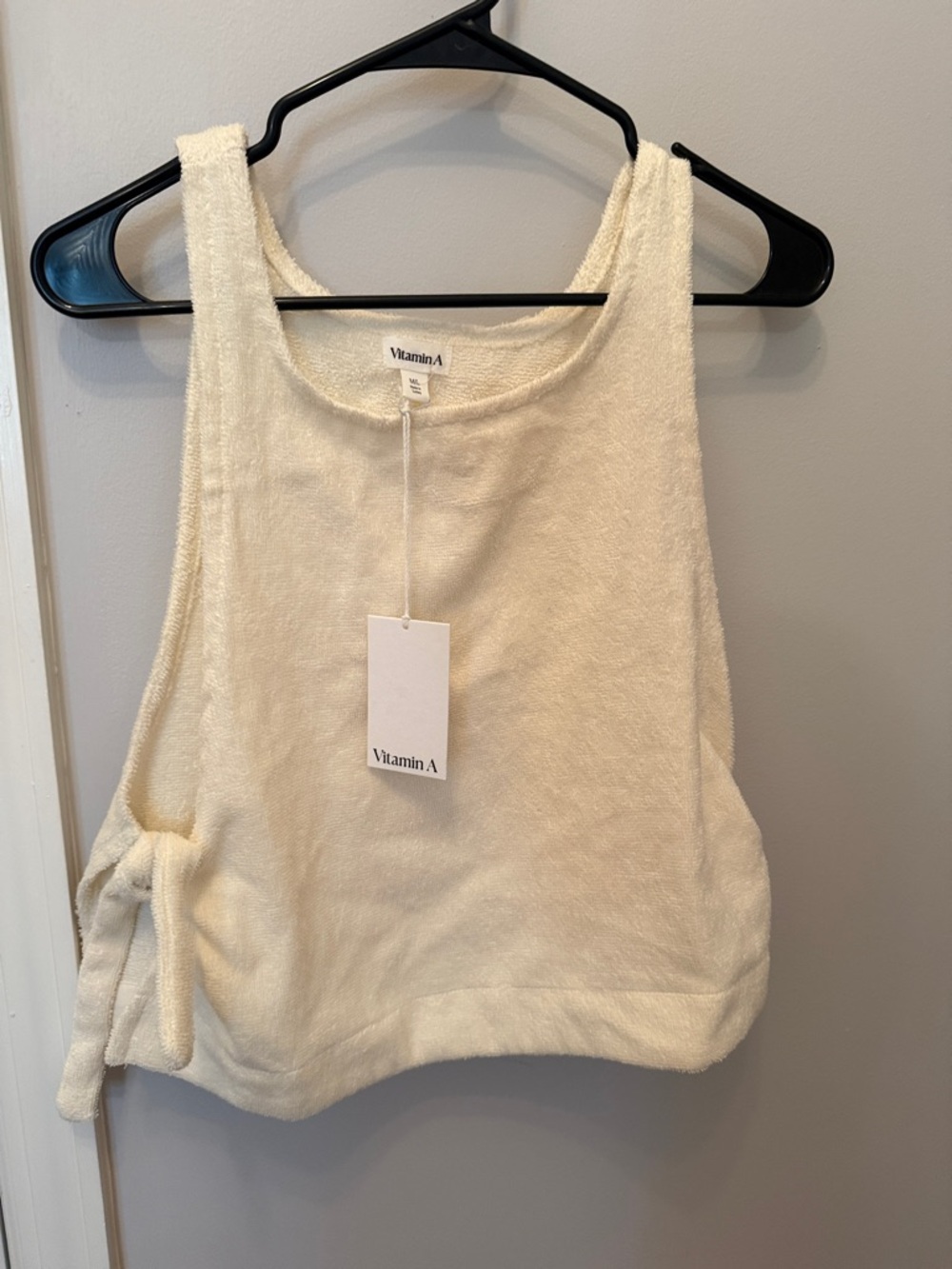Vitamin A Cream Terry Side-Tie Tank - Beach Coverup